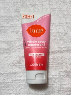NEW Lume Whole Body Deodorant Invisible Cream Peony Rose